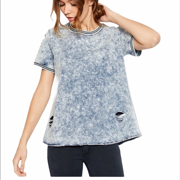 Distressed Denim T-Shirt - Picture 1 of 4